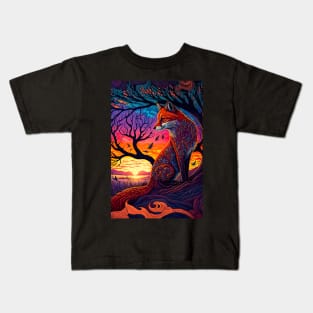 Foxy Fox at Sunset Kids T-Shirt